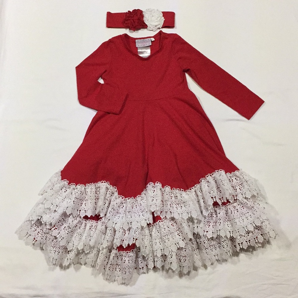 EUC Serendipity Red Maxi Dress & headband Size 4